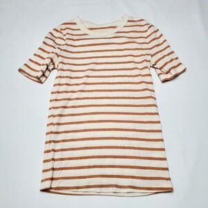 "A New Day" Orange & White Striped Girls‎ Short Sleeve Shirt ♡ Size X-Small ♡